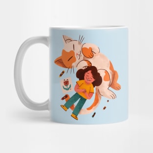 Girl cat Hand Drawn Mug